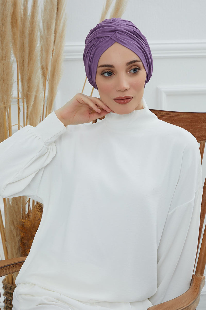 Instant Turban Plain Cotton Scarf Head Wrap Lightweight Hat Bonnet Cap for Women,B-9