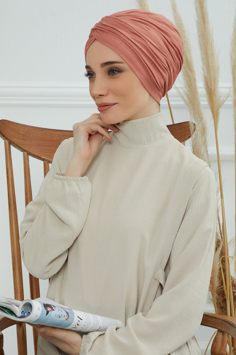 Instant Turban Plain Cotton Scarf Head Wrap Lightweight Hat Bonnet Cap for Women,B-9