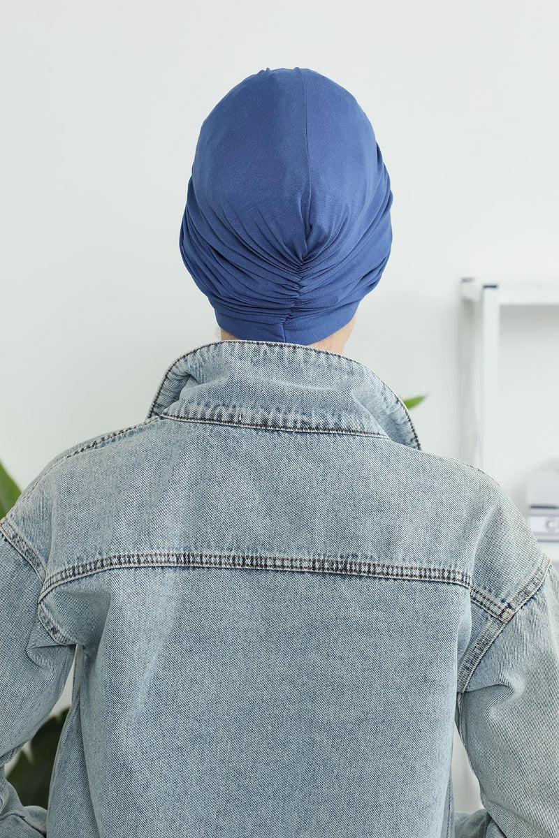 Instant Turban Plain Cotton Scarf Head Wrap Lightweight Hat Bonnet Cap for Women,B-9