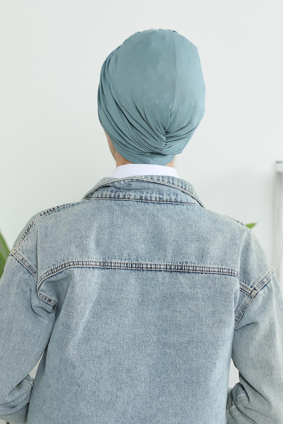 Instant Turban Plain Cotton Scarf Head Wrap Lightweight Hat Bonnet Cap for Women,B-9 Dark Mint