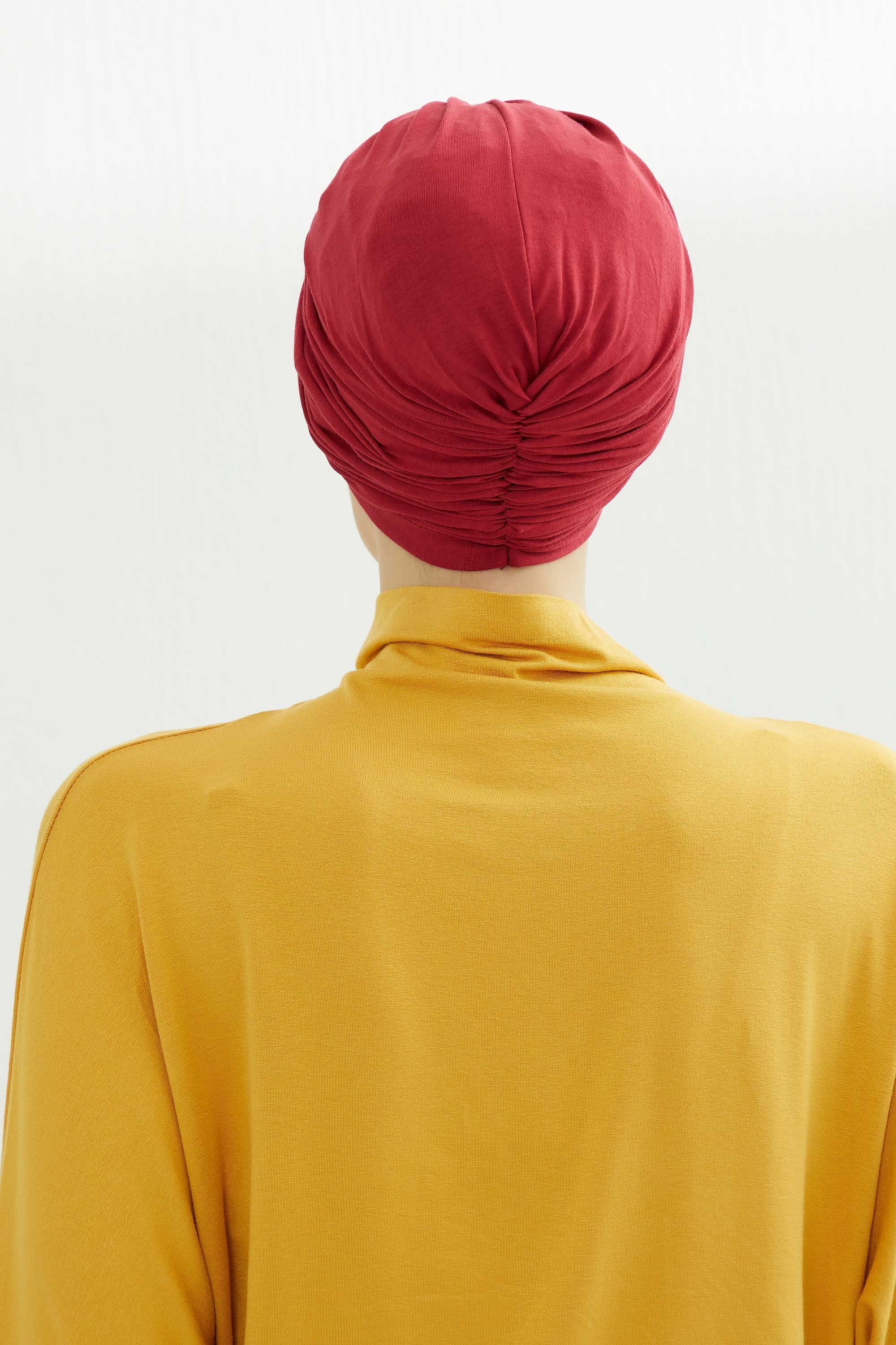 Instant Turban Plain Cotton Scarf Head Wrap Lightweight Hat Bonnet Cap for Women,B-9 Maroon
