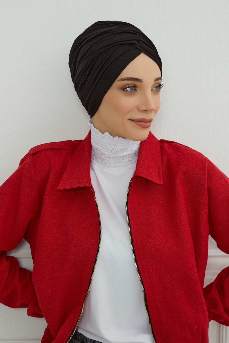 Instant Turban Plain Cotton Scarf Head Wrap Lightweight Hat Bonnet Cap for Women,B-9
