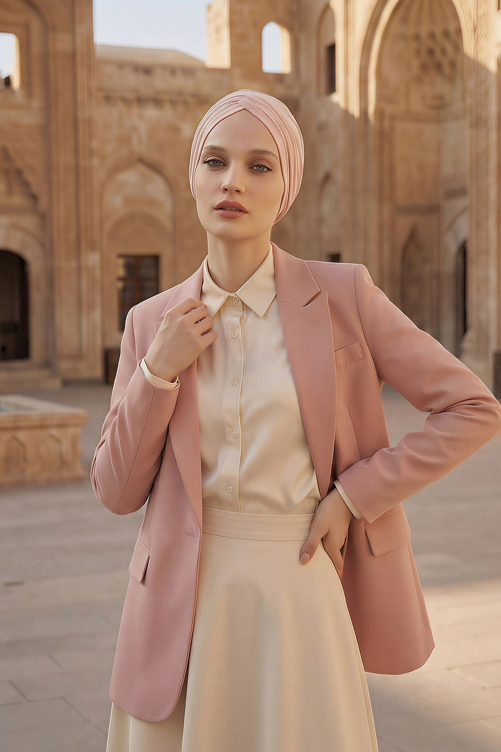 Instant Turban Plain Cotton Scarf Head Wrap Lightweight Hat Bonnet Cap for Women,B-9 Powder