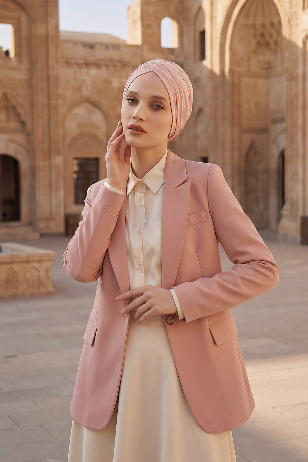 Instant Turban Plain Cotton Scarf Head Wrap Lightweight Hat Bonnet Cap for Women,B-9 Powder