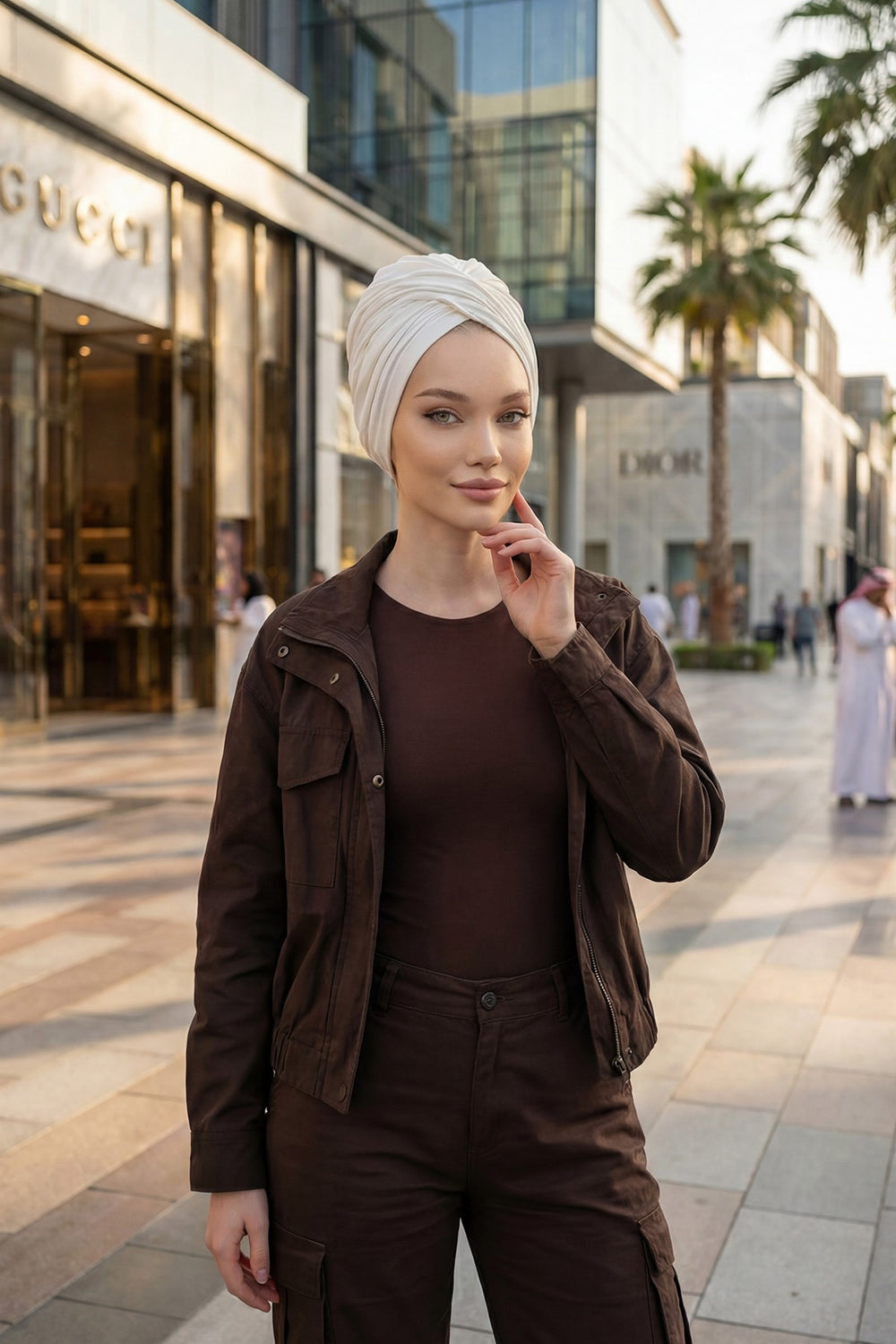 Instant Turban Plain Cotton Scarf Head Wrap Lightweight Hat Bonnet Cap for Women,B-9 Ivory