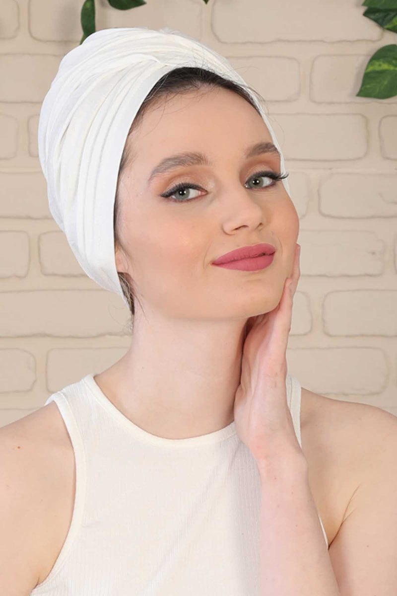 Instant Turban Plain Cotton Scarf Head Wrap Lightweight Hat Bonnet Cap for Women,B-9