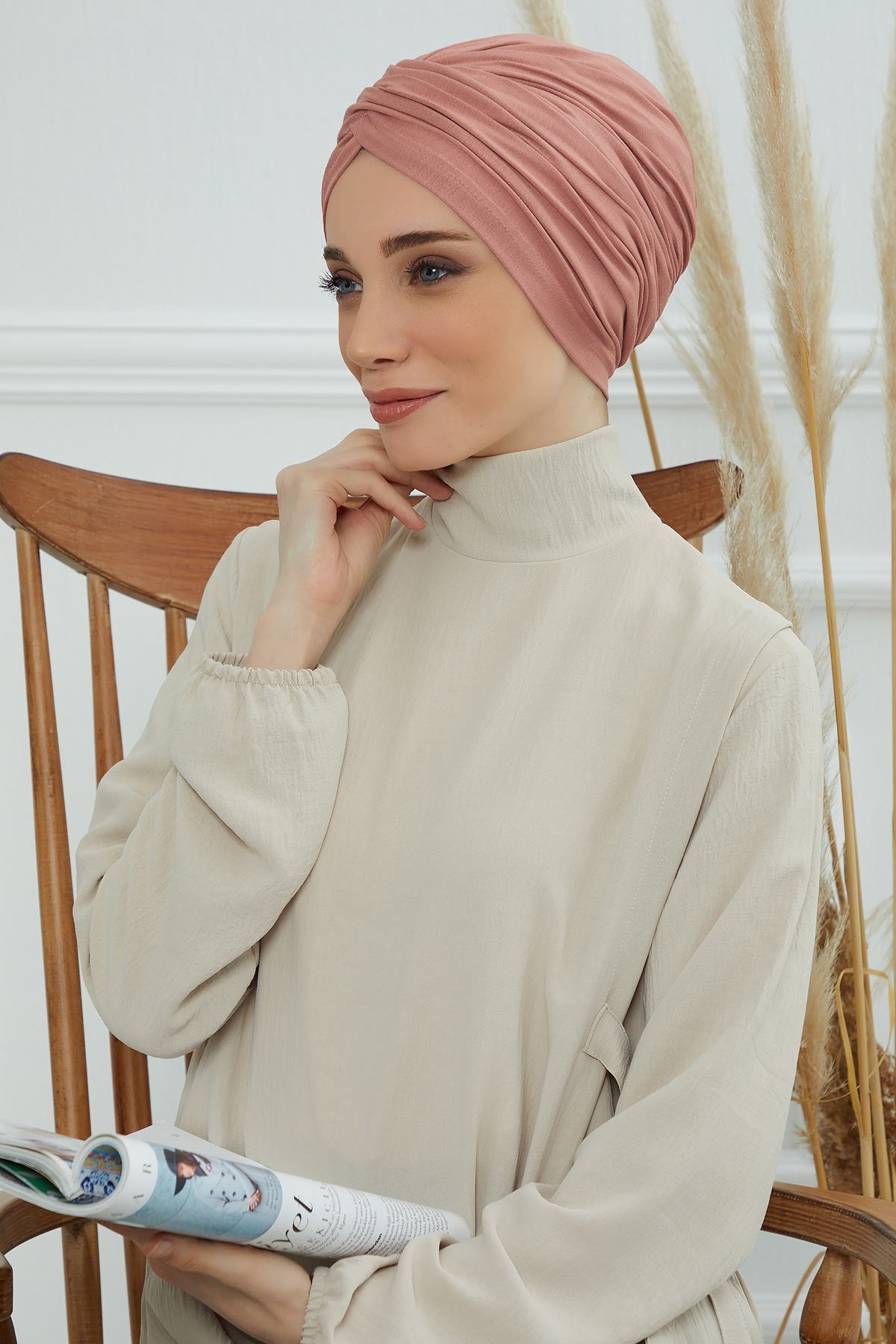 Instant Turban Plain Cotton Scarf Head Wrap Lightweight Hat Bonnet Cap for Women,B-9