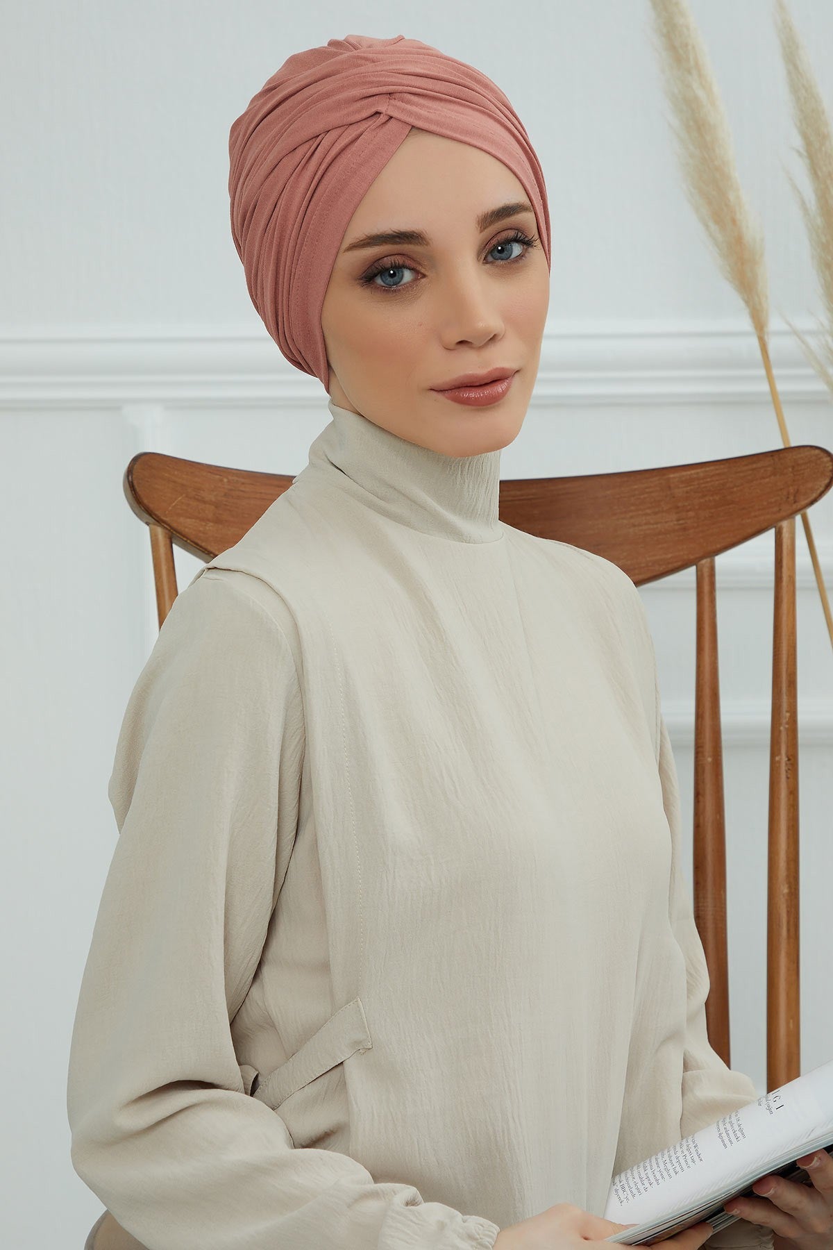 Instant Turban Plain Cotton Scarf Head Wrap Lightweight Hat Bonnet Cap for Women,B-9