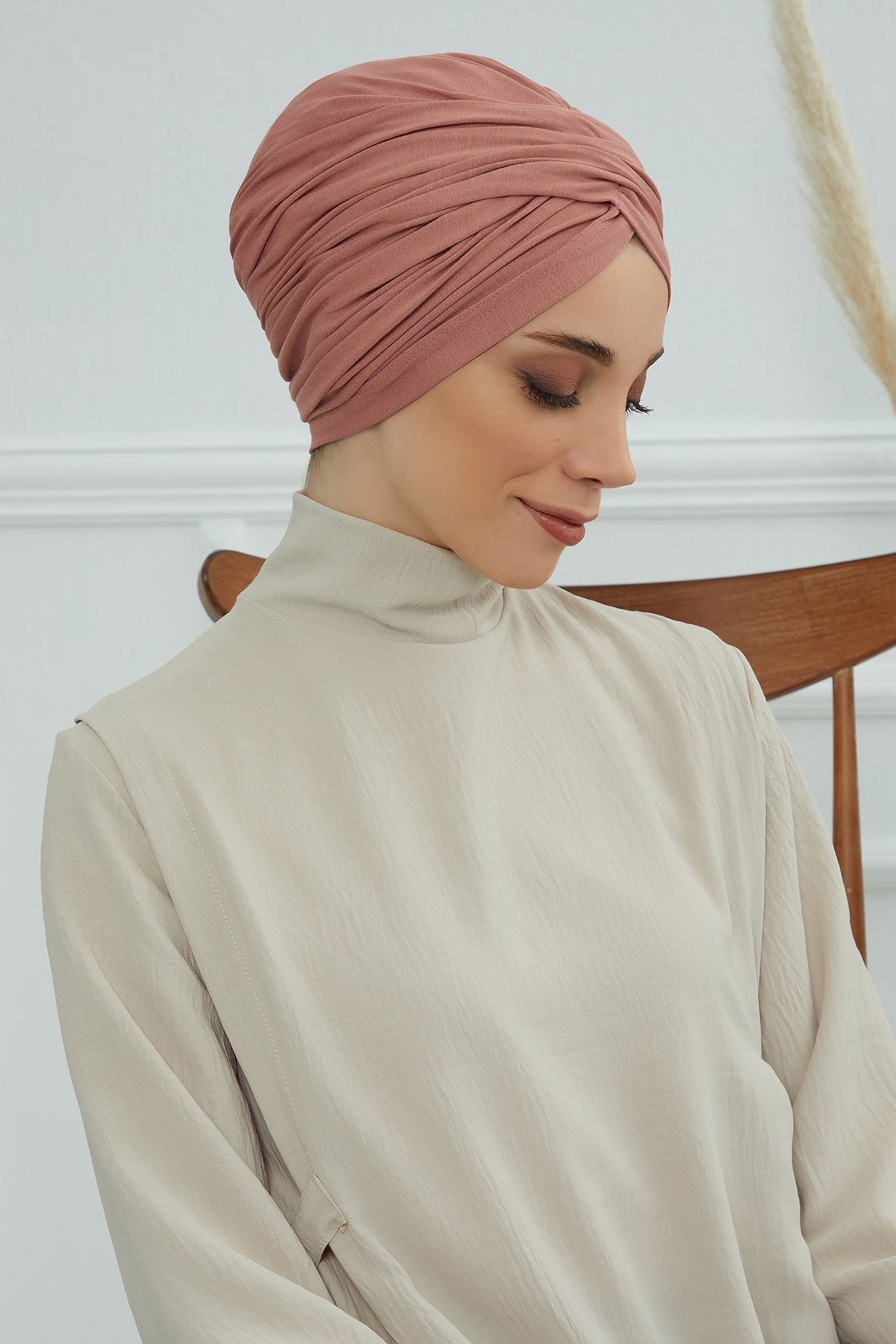 Instant Turban Plain Cotton Scarf Head Wrap Lightweight Hat Bonnet Cap for Women,B-9