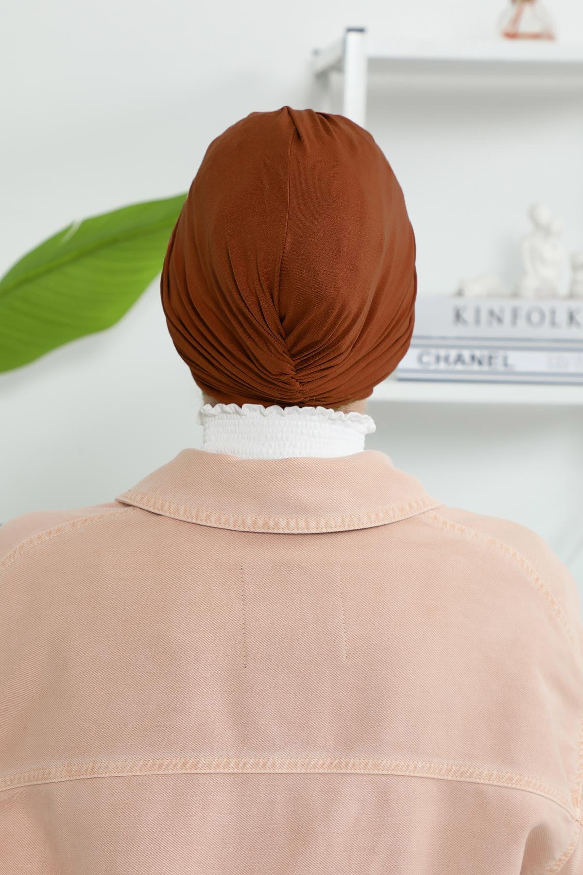 Instant Turban Plain Cotton Scarf Head Wrap Lightweight Hat Bonnet Cap for Women,B-9