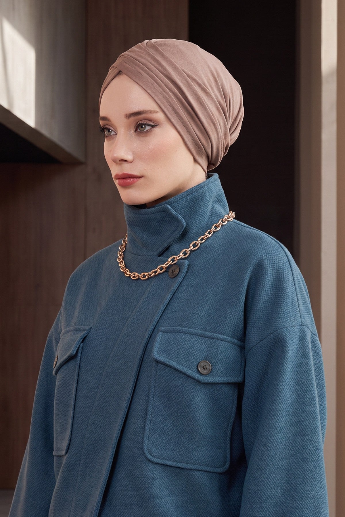 Instant Turban Plain Cotton Scarf Head Wrap Lightweight Hat Bonnet Cap for Women,B-9