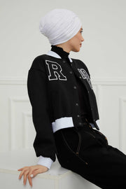 Instant Turban Plain Cotton Scarf Head Wrap Lightweight Hat Bonnet Cap for Women,B-9 White