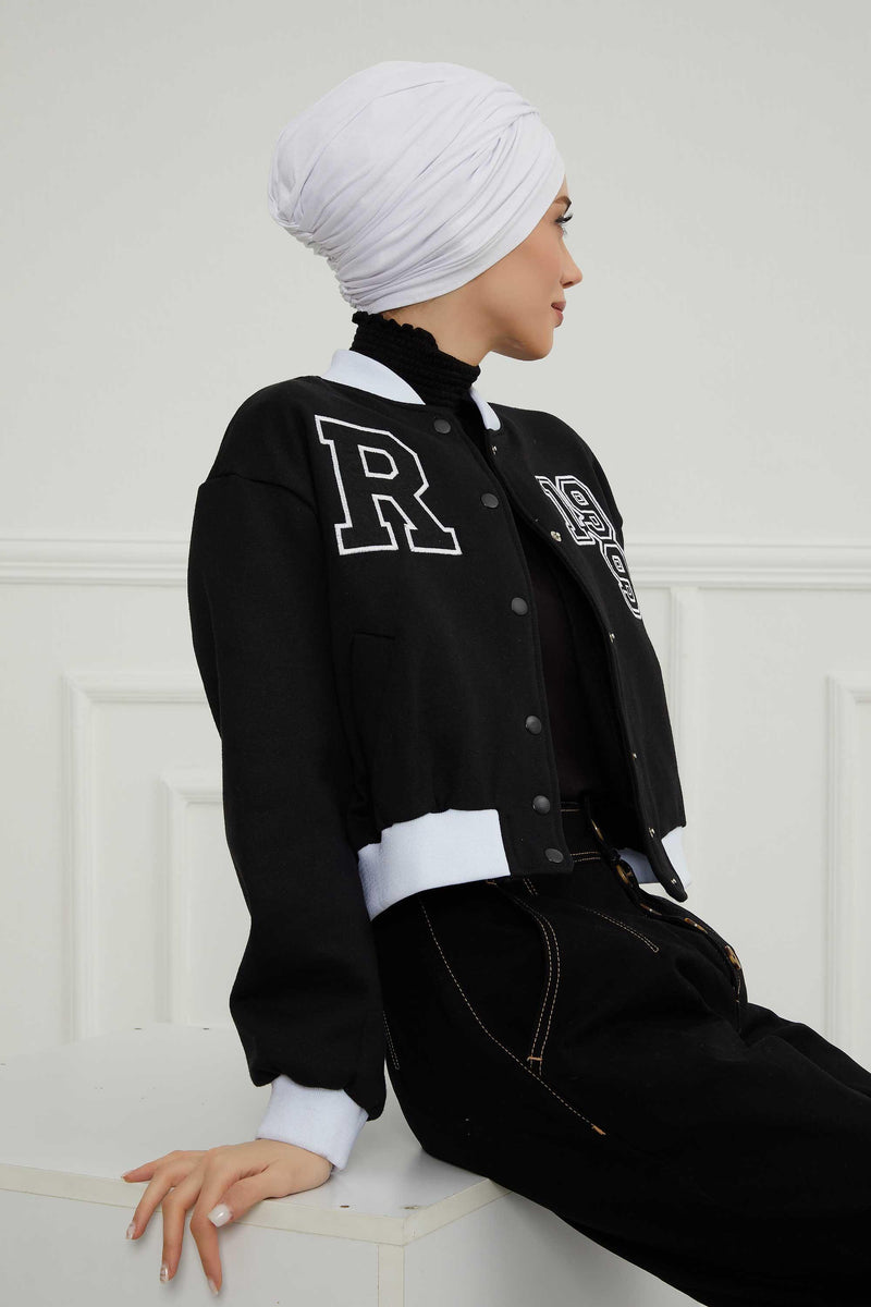 Instant Turban Plain Cotton Scarf Head Wrap Lightweight Hat Bonnet Cap for Women,B-9 White