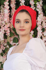 Instant Turban Plain Cotton Scarf Head Wrap Lightweight Hat Bonnet Cap for Women,B-9 Red