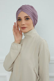 Instant Turban Plain Cotton Scarf Head Wrap Lightweight Hat Bonnet Cap for Women,B-9 Lilac