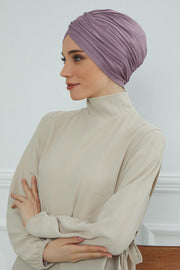 Instant Turban Plain Cotton Scarf Head Wrap Lightweight Hat Bonnet Cap for Women,B-9 Lilac