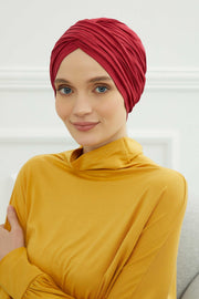 Instant Turban Plain Cotton Scarf Head Wrap Lightweight Hat Bonnet Cap for Women,B-9 Maroon