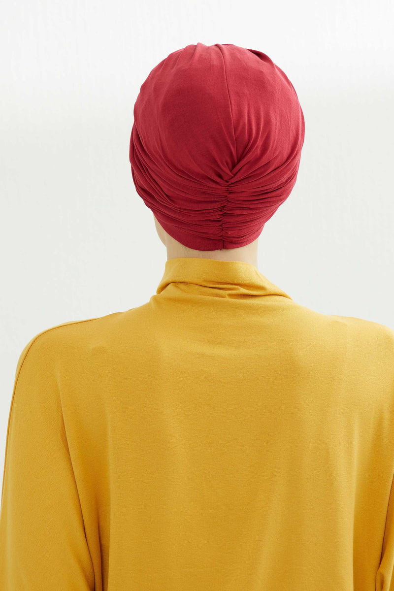 Instant Turban Plain Cotton Scarf Head Wrap Lightweight Hat Bonnet Cap for Women,B-9 Maroon