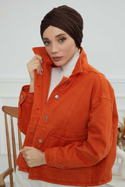 Instant Turban Plain Cotton Scarf Head Wrap Lightweight Hat Bonnet Cap for Women,B-9 Brown