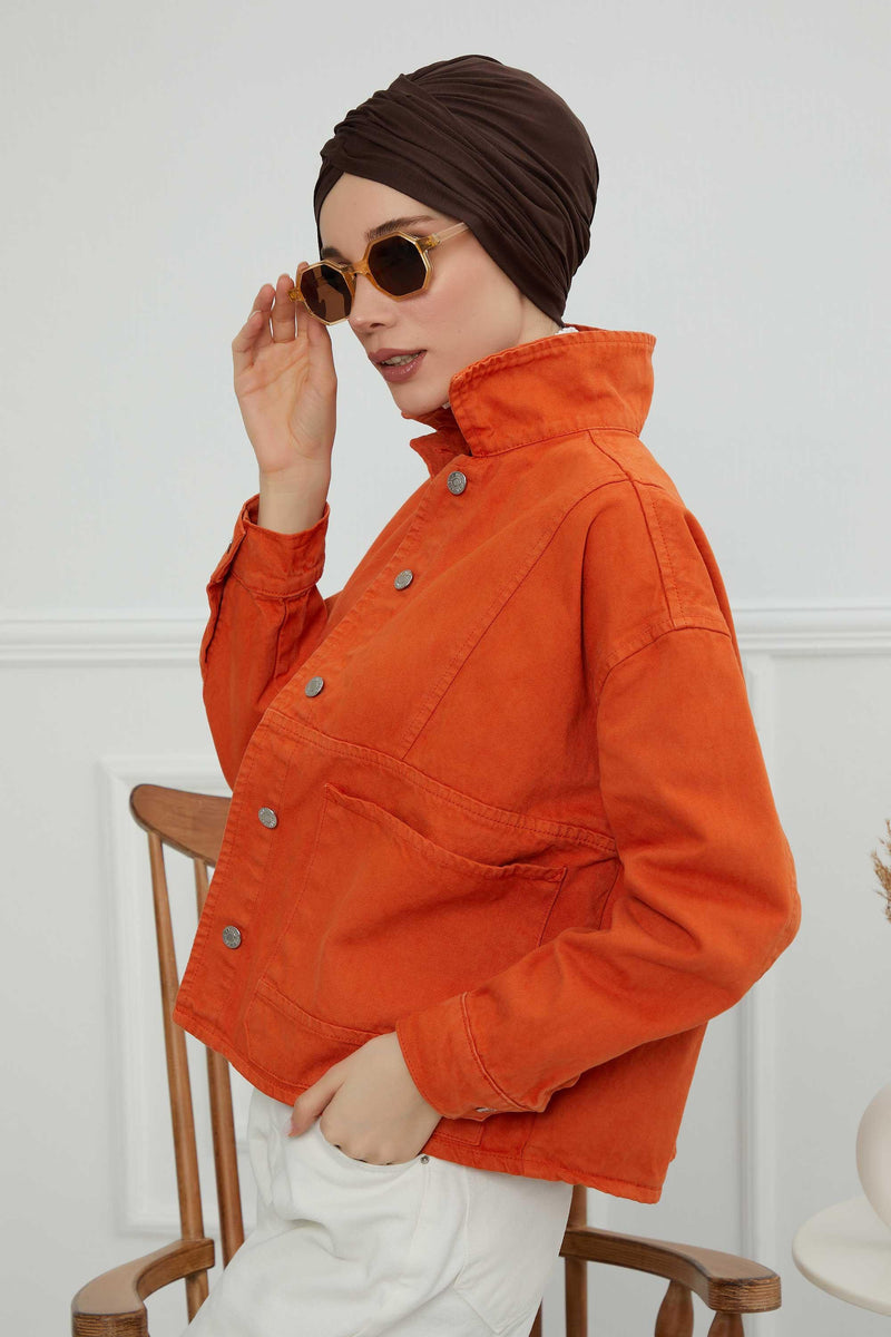 Instant Turban Plain Cotton Scarf Head Wrap Lightweight Hat Bonnet Cap for Women,B-9 Brown