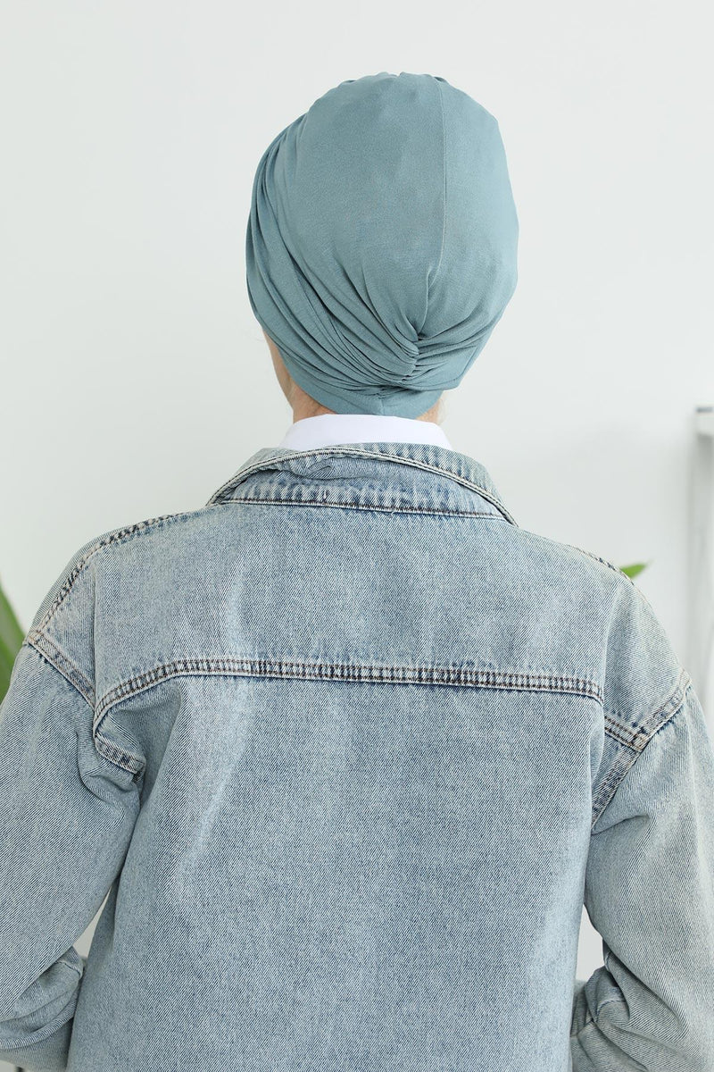 Instant Turban Plain Cotton Scarf Head Wrap Lightweight Hat Bonnet Cap for Women,B-9