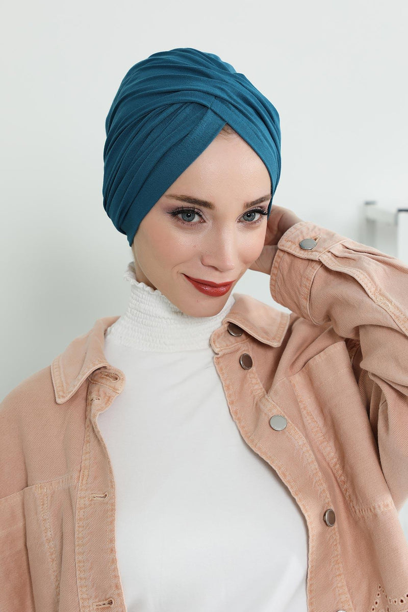 Instant Turban Plain Cotton Scarf Head Wrap Lightweight Hat Bonnet Cap for Women,B-9