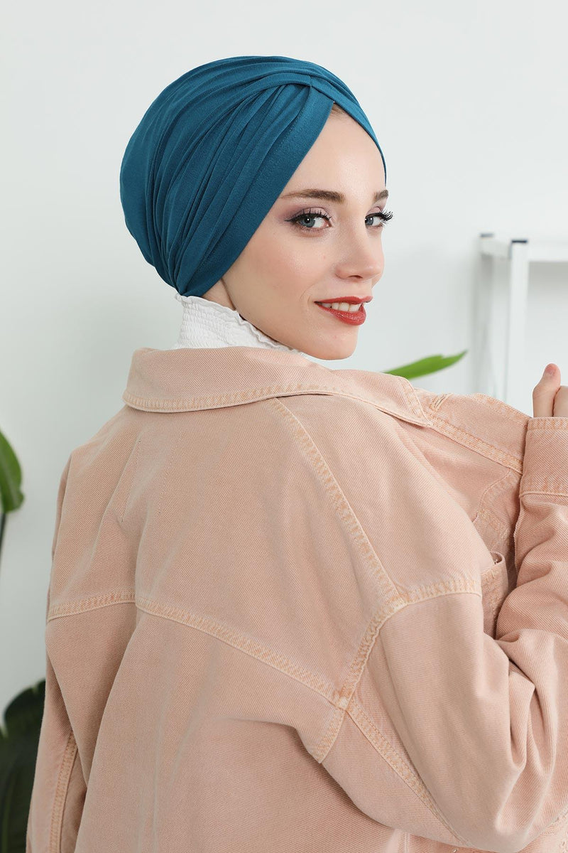 Instant Turban Plain Cotton Scarf Head Wrap Lightweight Hat Bonnet Cap for Women,B-9