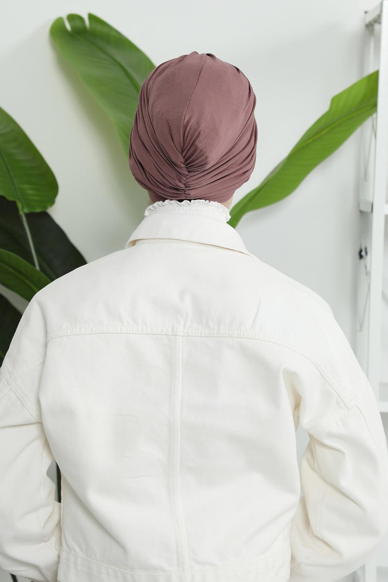 Instant Turban Plain Cotton Scarf Head Wrap Lightweight Hat Bonnet Cap for Women,B-9