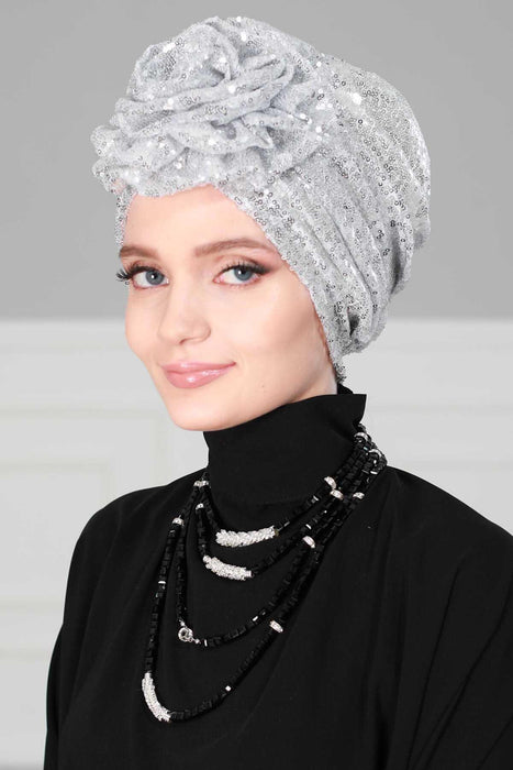 Casquette Femme Sequined Instant Turban Head Wrap For Women