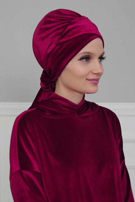 Instant Turban Velvet Scarf Head Wrap Lightweight Headwear Cap Bonnet For Women Fashion,B-31K