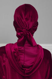 Velvet Instant Turban Cap with Long Tails at the Back Side, Lightweight Turban Head Cover for Women, Velvet Chemo Headwear Bonnet Cap,B-31K Navy Blue