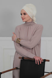 Velvet Instant Turban Cap with Long Tails at the Back Side, Lightweight Turban Head Cover for Women, Velvet Chemo Headwear Bonnet Cap,B-31K Ivory