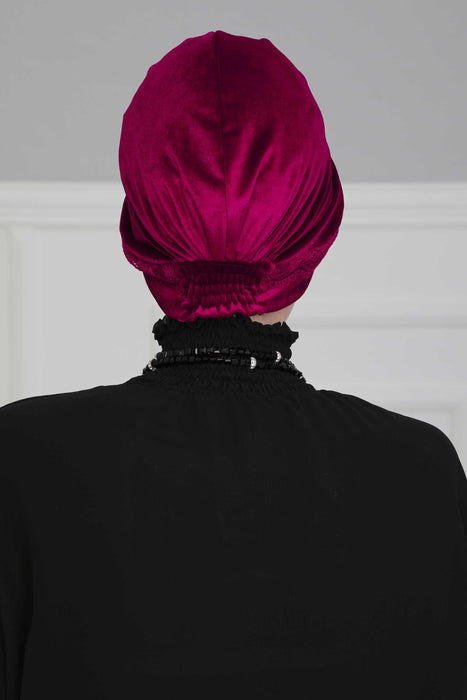 Fashionable Velvet Instant Turban for Women, High Quality Velvet Hijab for Modern Look, Velvet Alopecia and Chemo Headwear,B-22K