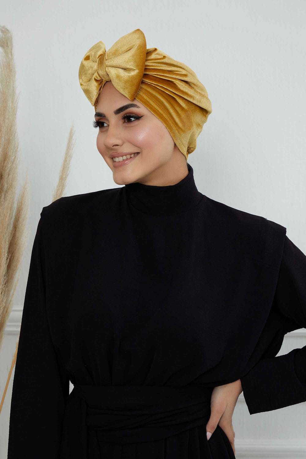 Instant Turban Velvet Scarf Head Wrap with Removable Bowtie Headwear Cap Bonnet For Women Fashion,B-27K