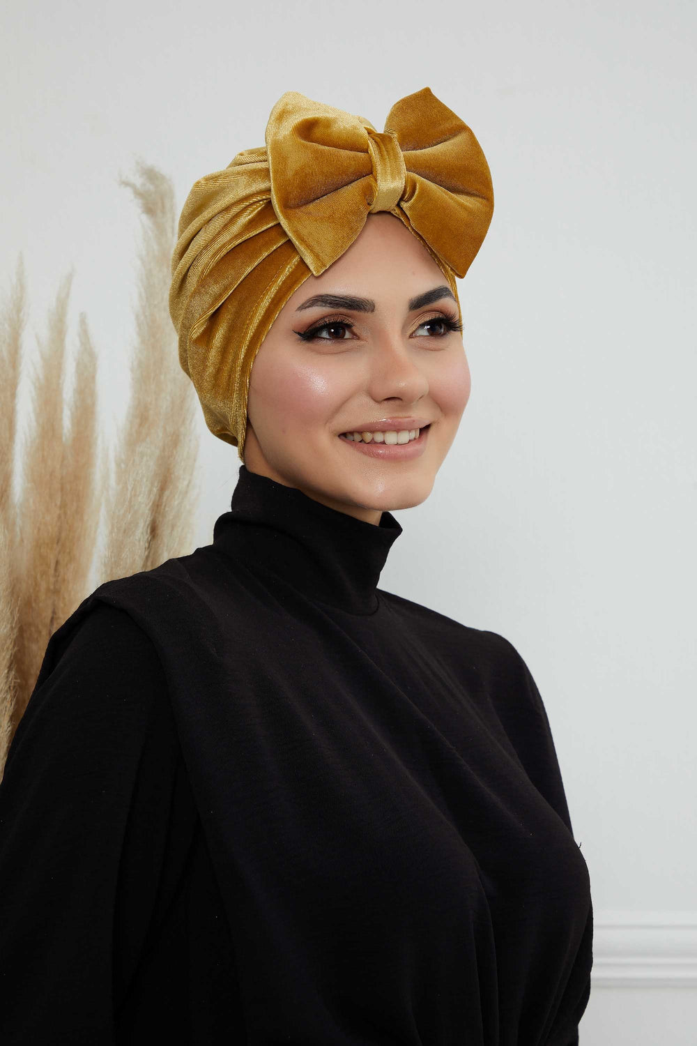 Instant Turban Velvet Scarf Head Wrap with Removable Bowtie Headwear Cap Bonnet For Women Fashion,B-27K