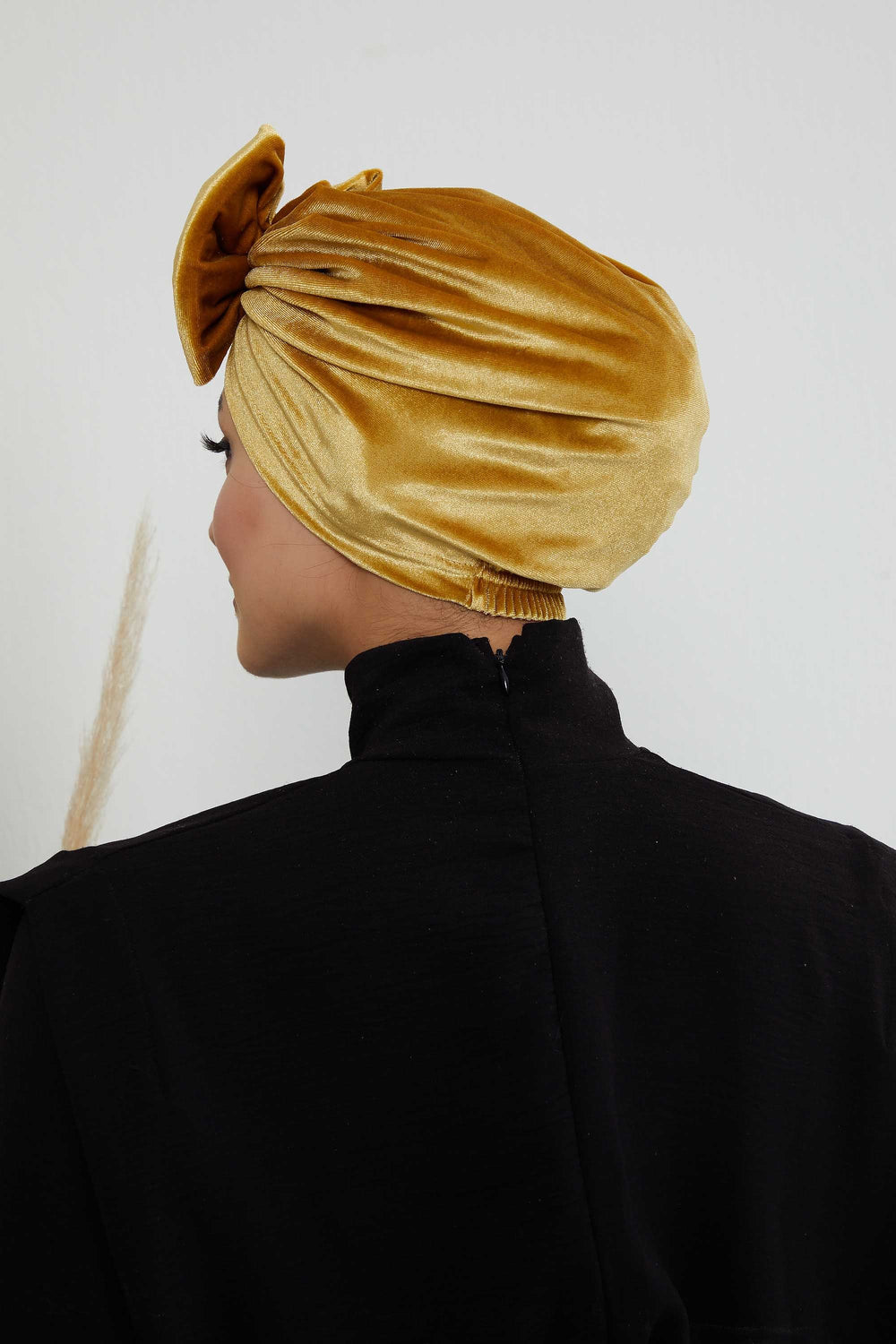 Instant Turban Velvet Scarf Head Wrap with Removable Bowtie Headwear Cap Bonnet For Women Fashion,B-27K