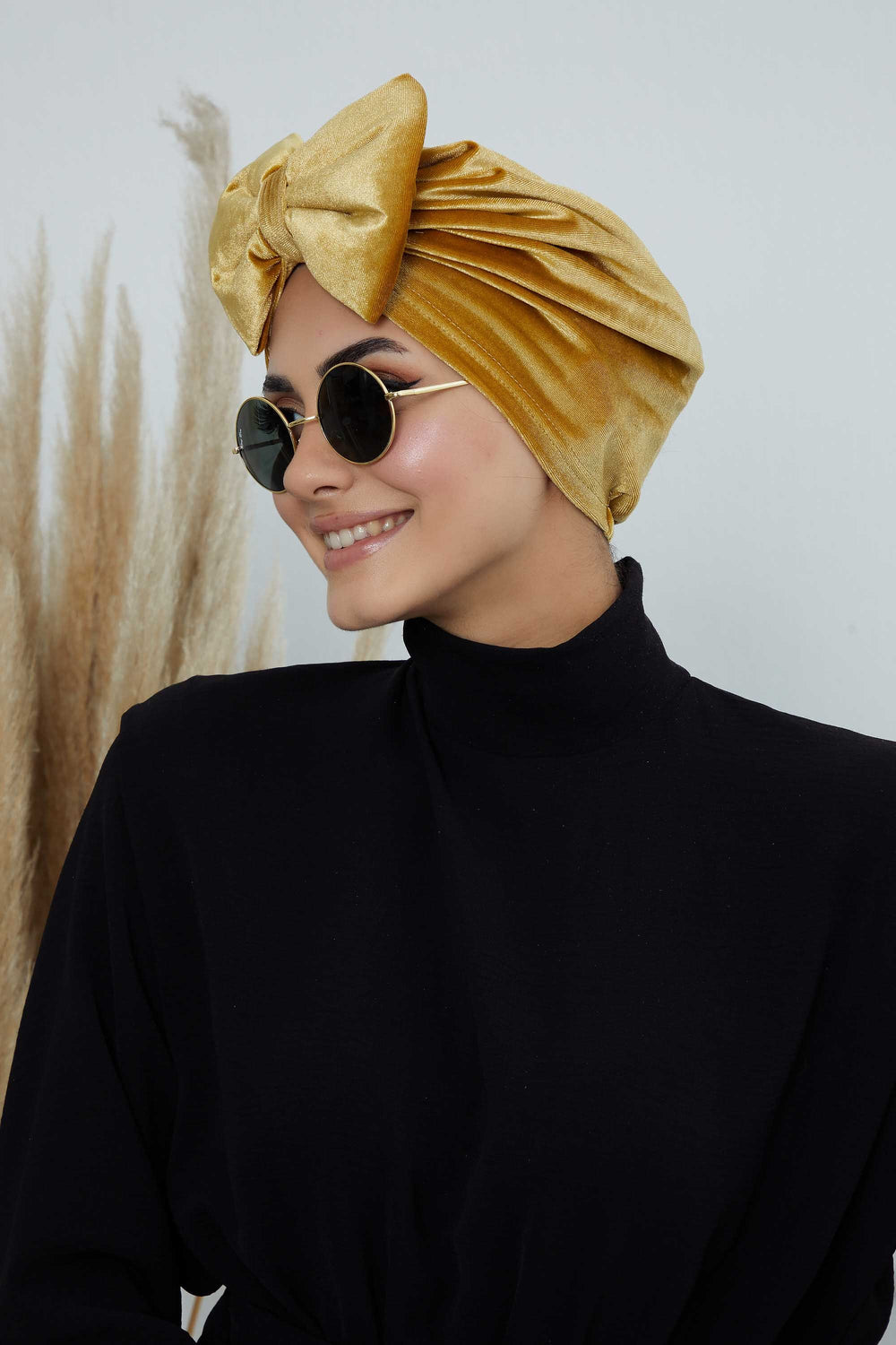 Instant Turban Velvet Scarf Head Wrap with Removable Bowtie Headwear Cap Bonnet For Women Fashion,B-27K