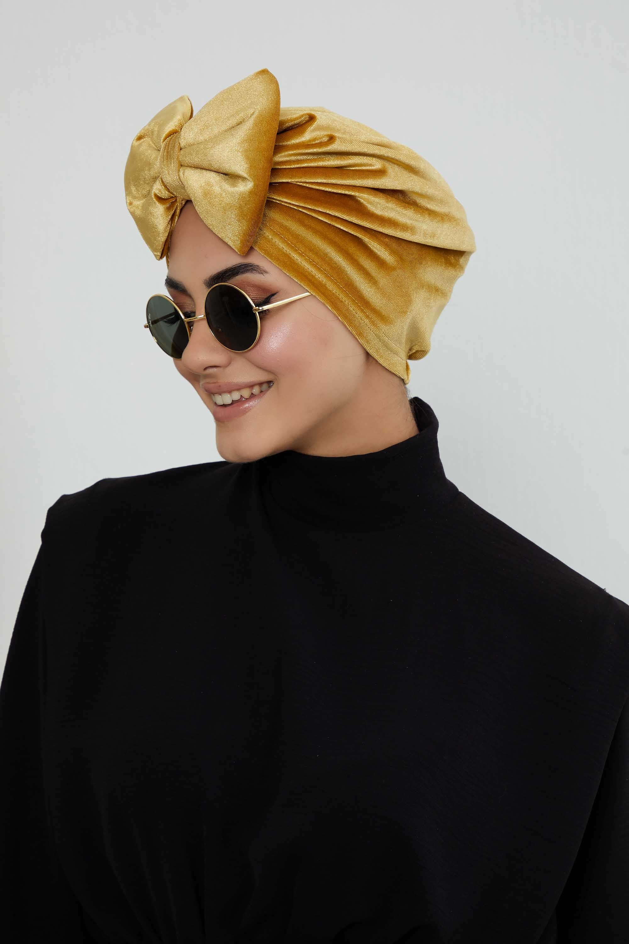 Instant Turban Velvet Scarf Head Wrap with Removable Bowtie Headwear Cap Bonnet For Women Fashion,B-27K