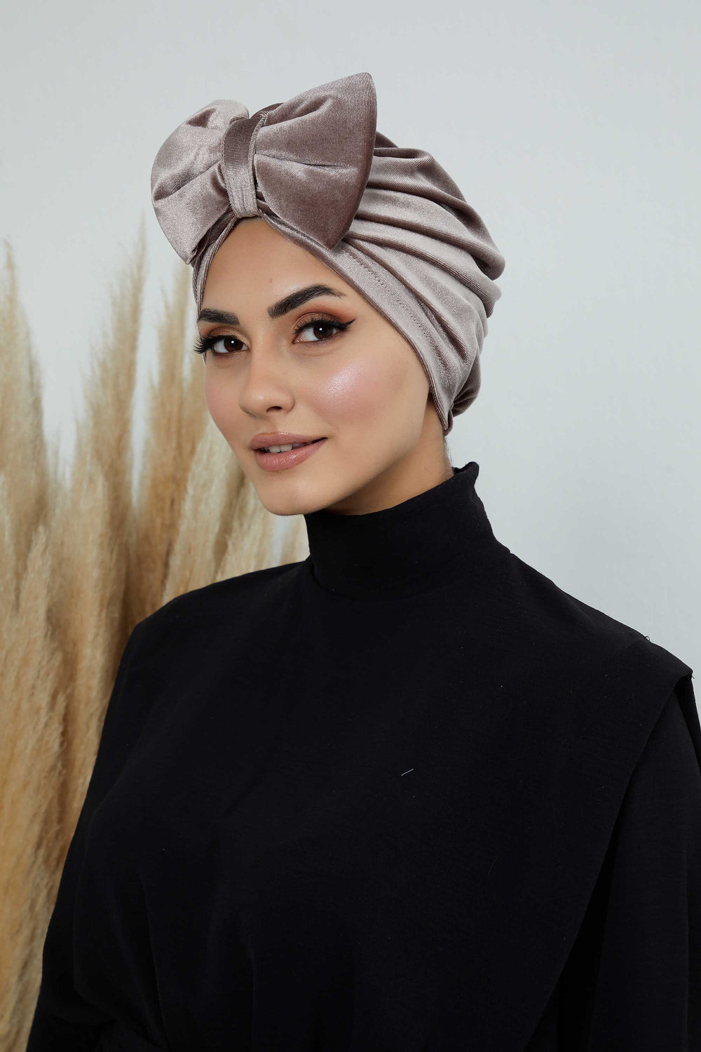 Instant Turban Velvet Scarf Head Wrap with Removable Bowtie Headwear Cap Bonnet For Women Fashion,B-27K