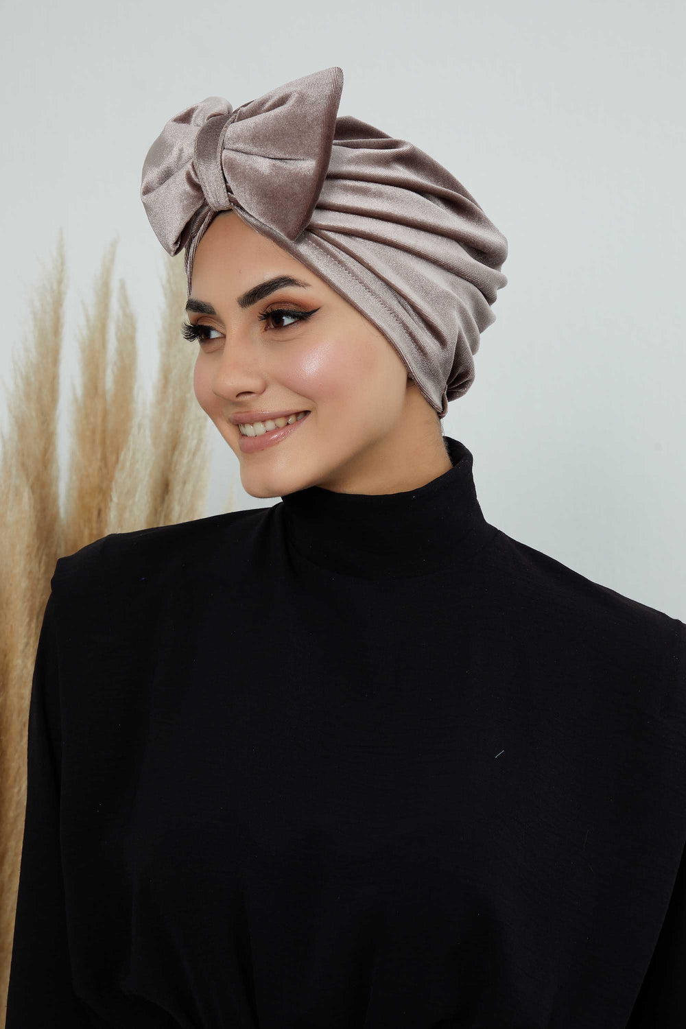 Instant Turban Velvet Scarf Head Wrap with Removable Bowtie Headwear Cap Bonnet For Women Fashion,B-27K