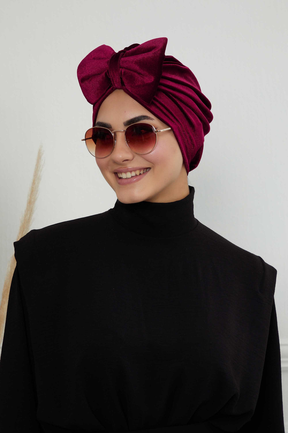 Instant Turban Velvet Scarf Head Wrap with Removable Bowtie Headwear Cap Bonnet For Women Fashion,B-27K