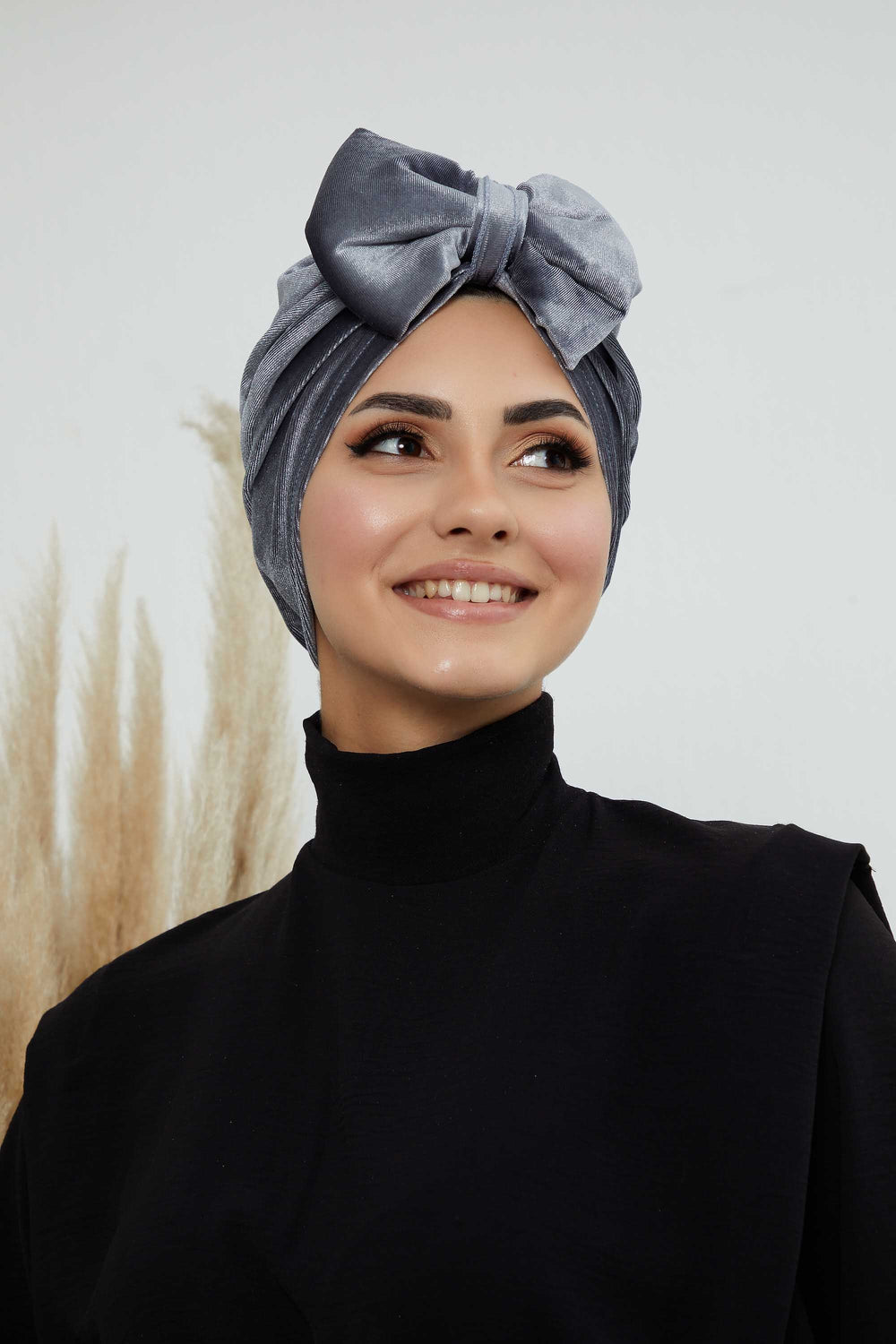 Instant Turban Velvet Scarf Head Wrap with Removable Bowtie Headwear Cap Bonnet For Women Fashion,B-27K