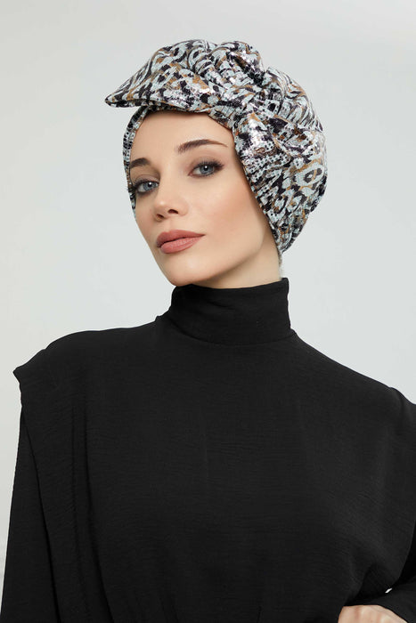 Instant Turban with Bow for Women Gorgeous Look Sequined Head Wrap Evening Turban Head Scarf Big Bowtie Bonnet Cap Hat,B-70B