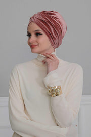 Super Soft Velvet Pre-Tied Turban, Comfortable Lightweight Winter Bonnet Cap for Women, Easy Wrap Women Head Covering, Chemo Cancer Cap,B-9K Dusty Rose