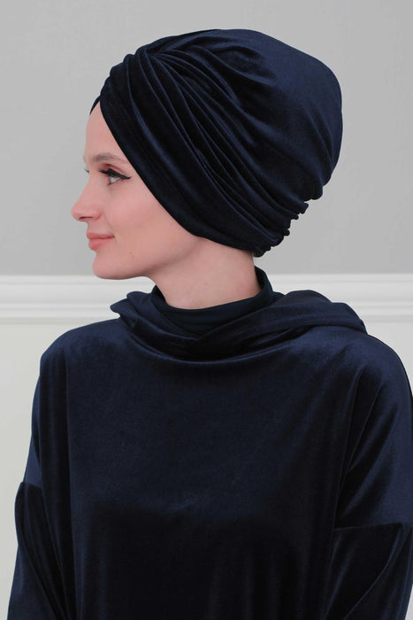 Instant Velvet Turban Polyester Scarf Head Wrap Lightweight Hat Bonnet Cap for Women Comfortable, Easy to Use,B-9K