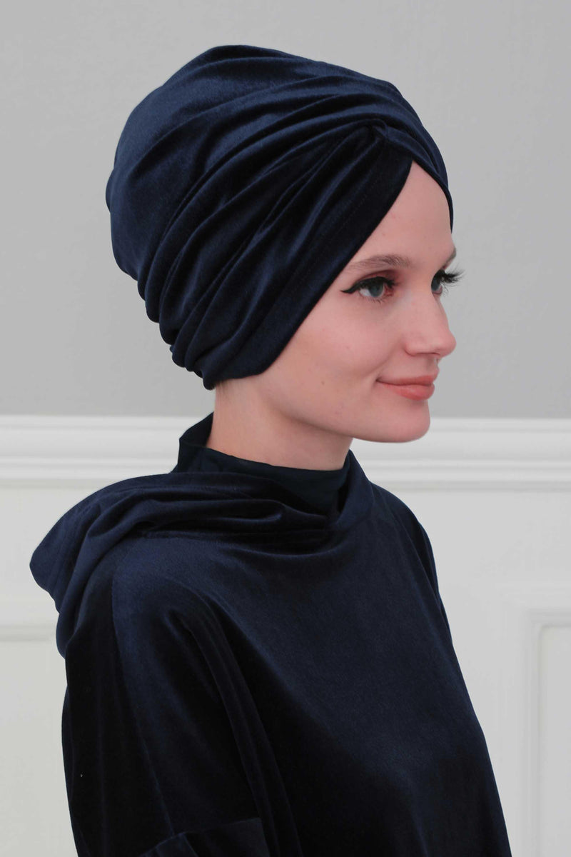 Super Soft Velvet Pre-Tied Turban, Comfortable Lightweight Winter Bonnet Cap for Women, Easy Wrap Women Head Covering, Chemo Cancer Cap,B-9K Dusty Rose