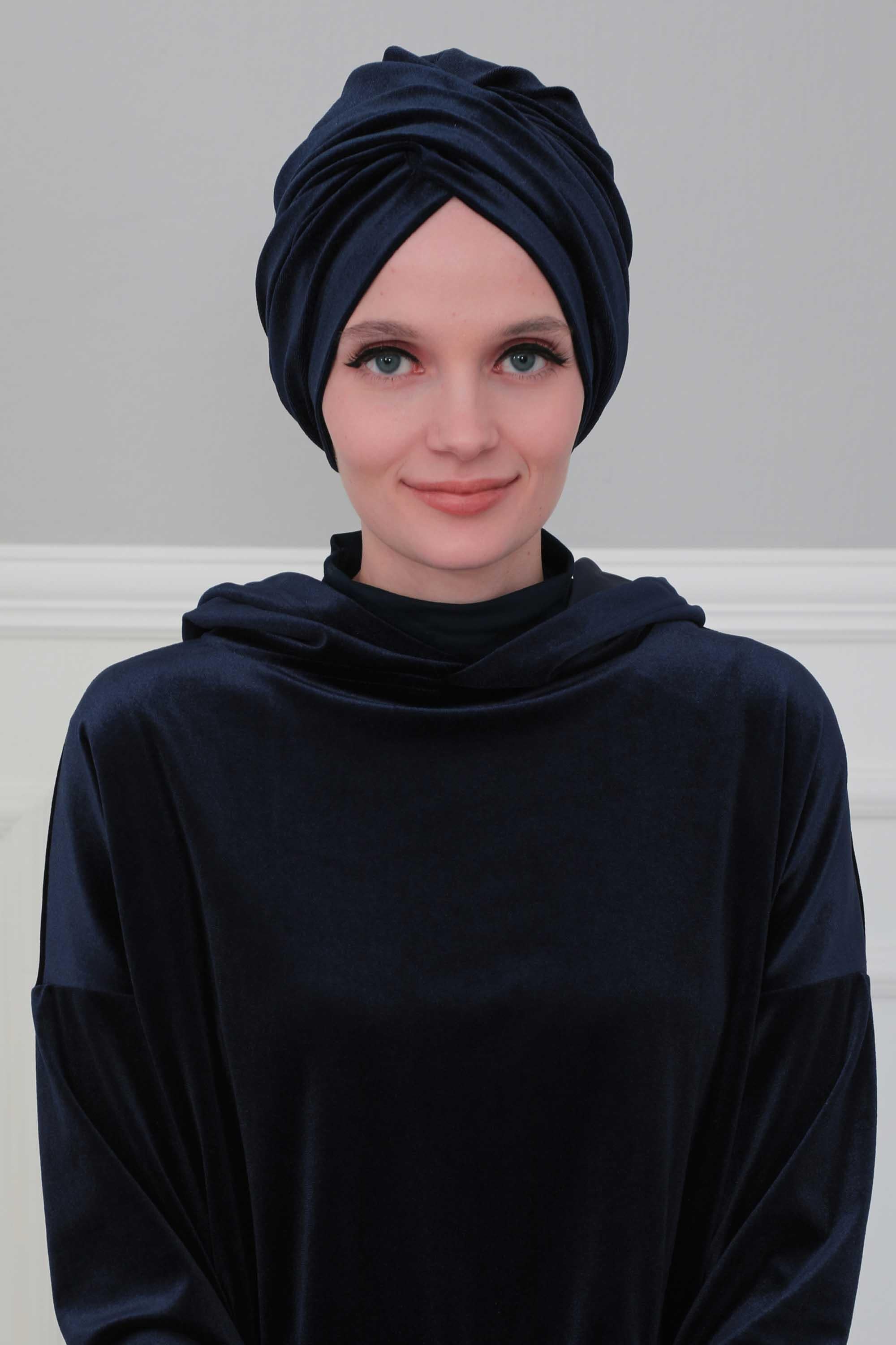 Super Soft Velvet Pre-Tied Turban, Comfortable Lightweight Winter Bonnet Cap for Women, Easy Wrap Women Head Covering, Chemo Cancer Cap,B-9K Dusty Rose
