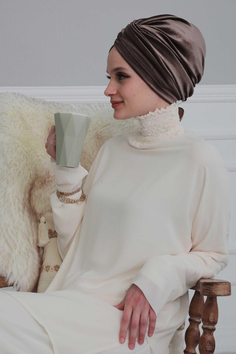 Super Soft Velvet Pre-Tied Turban, Comfortable Lightweight Winter Bonnet Cap for Women, Easy Wrap Women Head Covering, Chemo Cancer Cap,B-9K Dusty Rose