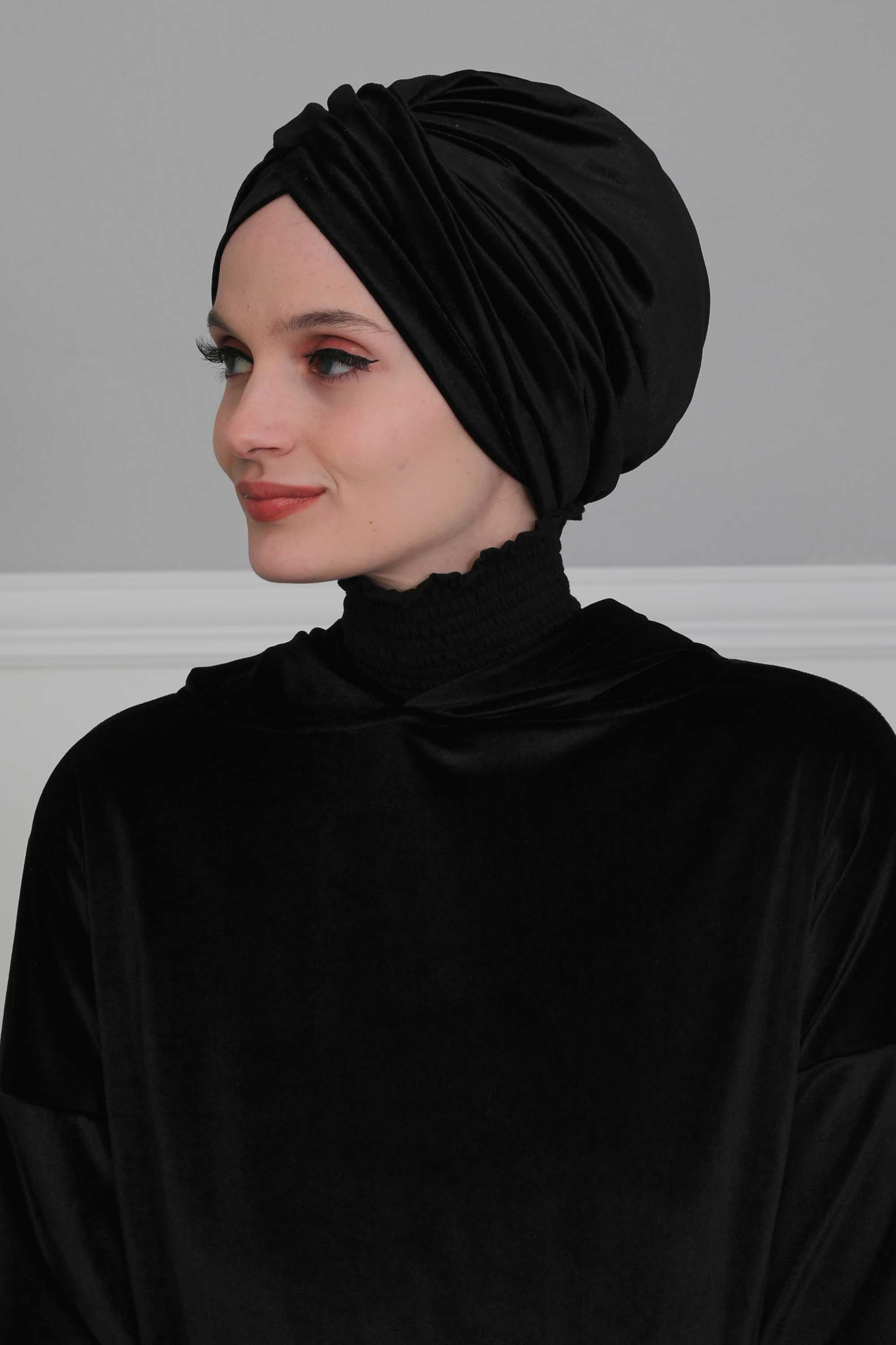 Super Soft Velvet Pre-Tied Turban, Comfortable Lightweight Winter Bonnet Cap for Women, Easy Wrap Women Head Covering, Chemo Cancer Cap,B-9K Dusty Rose