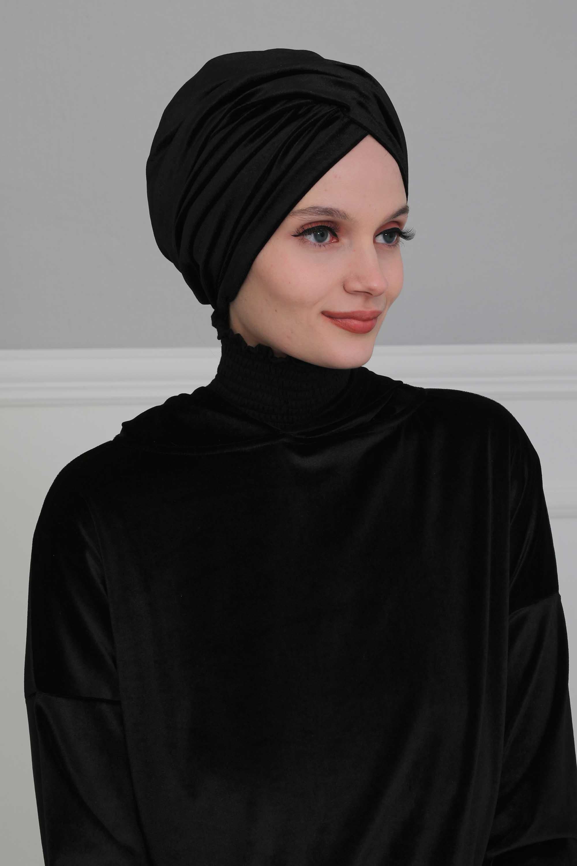Super Soft Velvet Pre-Tied Turban, Comfortable Lightweight Winter Bonnet Cap for Women, Easy Wrap Women Head Covering, Chemo Cancer Cap,B-9K Dusty Rose